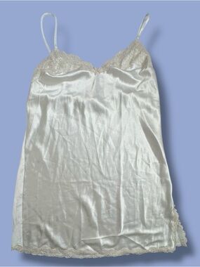 Victoria’s Secret Satin Look White Lace Babydoll Slip Tank Top Large